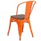 Merrick Lane Amsterdam Series Dining Chair - Blue Metal Frame - Textured Wooden Seat - Slatted, Curved Back